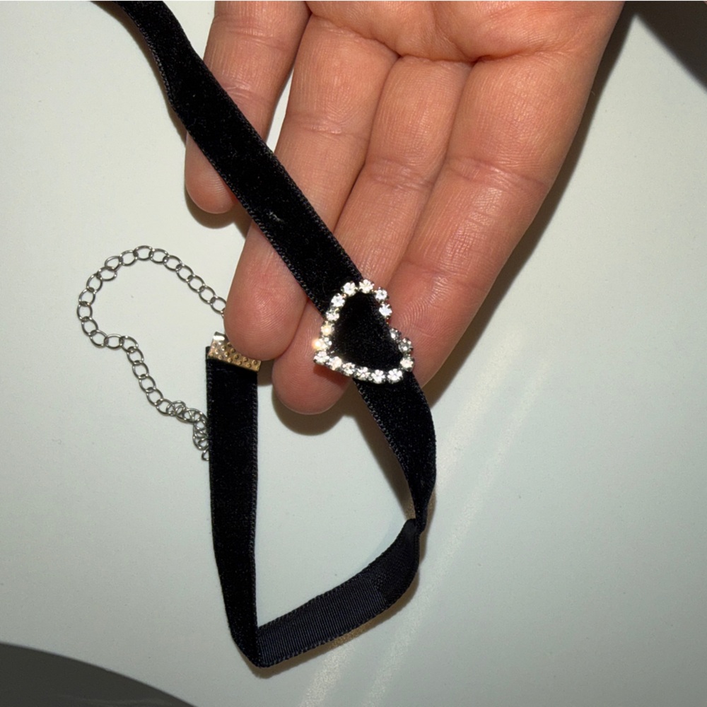 Black Velvet Choker with Heart Pendant
